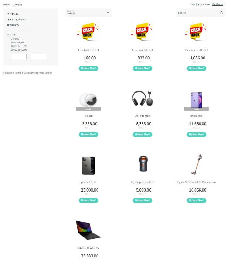 ThreeTraderのポイントプログラム交換賞品一覧